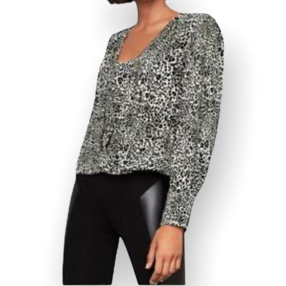 BCBGMAXAZRIA Animal Print Faux Wrap Blouse - Picture 2 of 13